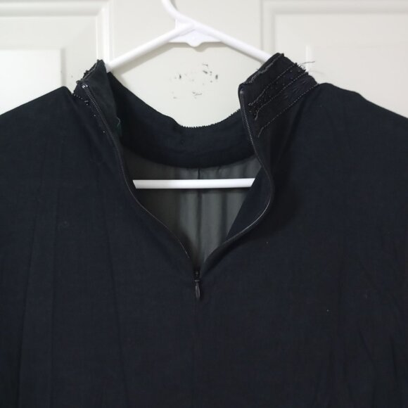 Lauren Ralph Lauren Womens Sheer Black Long Sleeve Blouse With Beaded Collar Siz - Picture 9 of 9